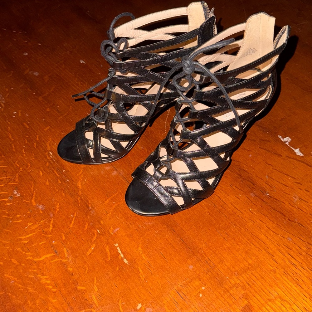 Nine West Black Strappy Heels